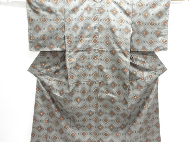 JAPANESE KIMONO / UNUSED MURAYAMA OSHIMA TSUMUGI / ENSEMBLE / WOVEN RHOMBUS & FLOWER 